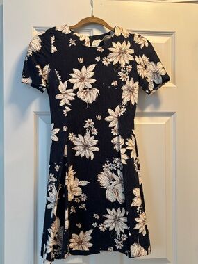 Pinkyotto Navy Dress with Cream Floral Print